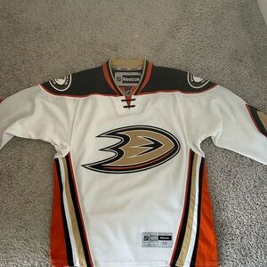 Reebok White and Orange Hockey Jersey